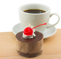 coffee and cake isolated on white background