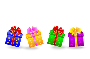 boxes with gifts on a white background