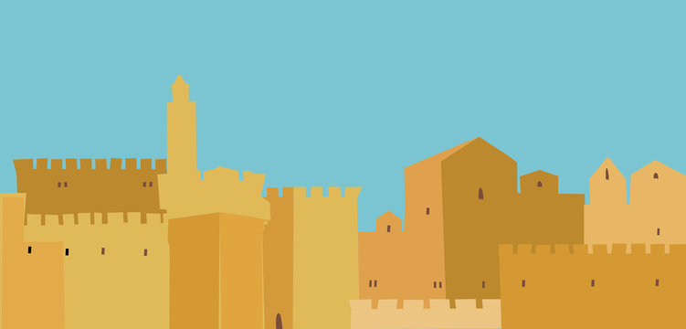 Middle East Town , Old City, Illustration