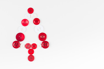 Buttons tree, Xmas background, isolated on white, copy space