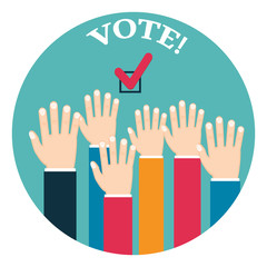 Voting poster with hands