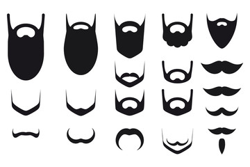 Set of beard and mustache silhouettes - obrazy, fototapety, plakaty