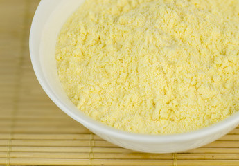 Macro of corn flour in bowl