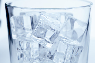 glass with ice cubes