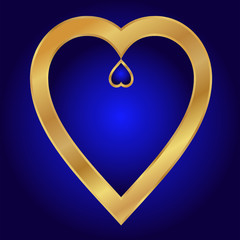 Valentine-Blue with Gold Hearts