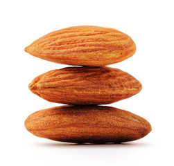 Fototapeta na wymiar Imbricate almonds with clipping path
