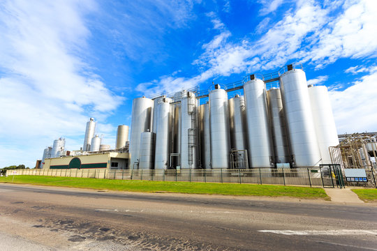 Chemical Factory Exterior Against Sky