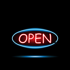 Open Neon Sign Illustration