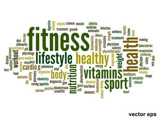 Vector conceptual fitness health word cloud