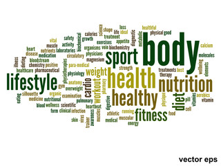 Vector conceptual health word cloud