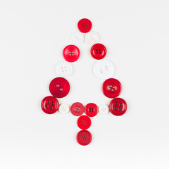 Buttons tree, Xmas background, isolated on white, copy space