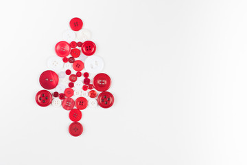 Buttons tree, Xmas background, isolated on white, copy space