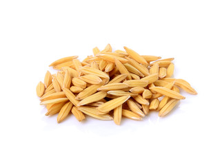 paddy jasmine rice on white background