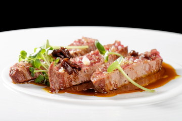 Fine dining, Angus Beef Steak fillets with Roasted tomato