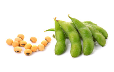 soybeans on white background