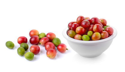 fresh coffee beans  on white background