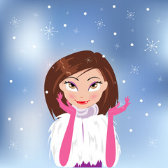 Beautiful stylish girl in Christmas. Vector illustration