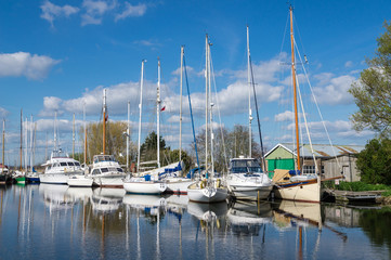 Fototapeta na wymiar Sailing Boats Moored on the Exeter Canal