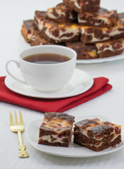 Tea with chocolate cake