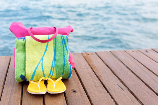 Beach accessories at the pier