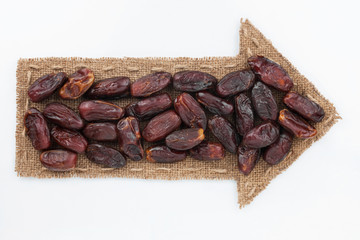 Pointer of  burlap with dried  date