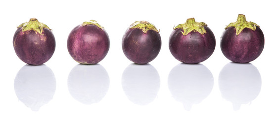 Round shape eggplant over white background
