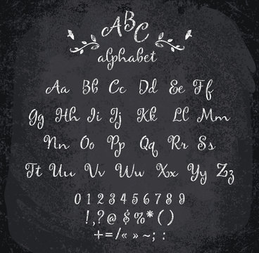 Vector illustration of chalked alphabet.