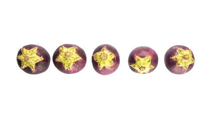 Round shape eggplant over white background