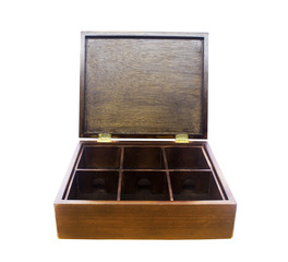 Wooden  Box with Lid Open Isolated on White