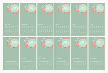 2015 calendar. Vector illustration.