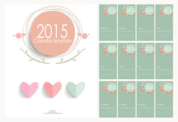 2015 calendar. Vector illustration.
