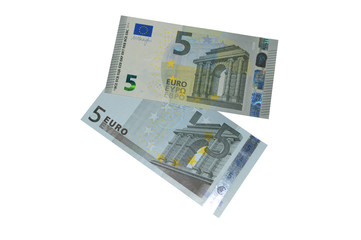 new and old five euro banknote