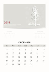 2015 calendar, monthly calendar template for December. Vector il
