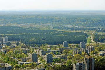 Fototapeta premium Vilnius city capital of Lithuania aerial view