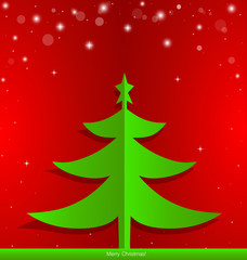 Christmas greeting card with Christmas tree, vector illustration