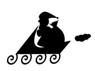 Silhouette of Santa Claus with sackful with presents