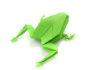 .origami green frog