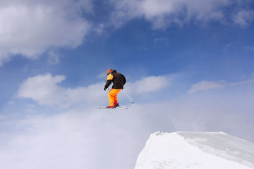 Naklejka na ściany i meble Extreme Jumping skier