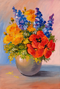 Oil Painting - still life, a bouquet of flowers