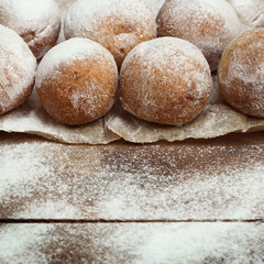 Donuts with powdered sugar