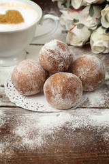 Donuts with powdered sugar