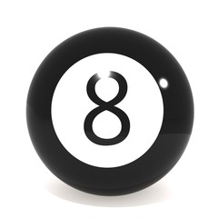 Black Eight billiard ball isolated on white