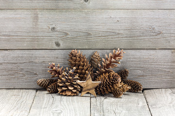 Wooden Chrismas star with cones