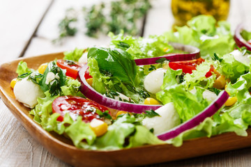 salad with mini mozzarella and tomatoes corn
