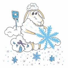 Sheep with snowflakes