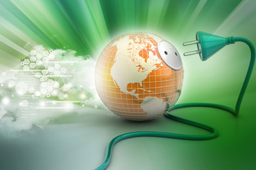 earth globe with power cable