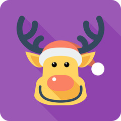 Santa's reindeer Face icon flat design