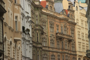 Fototapeta na wymiar Façades of Prague (close-up for background)