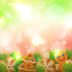 Obraz na płótnie Canvas Сhristmas background with gingerbrea