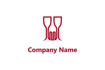 a creative wine glasses fork blended logo vector